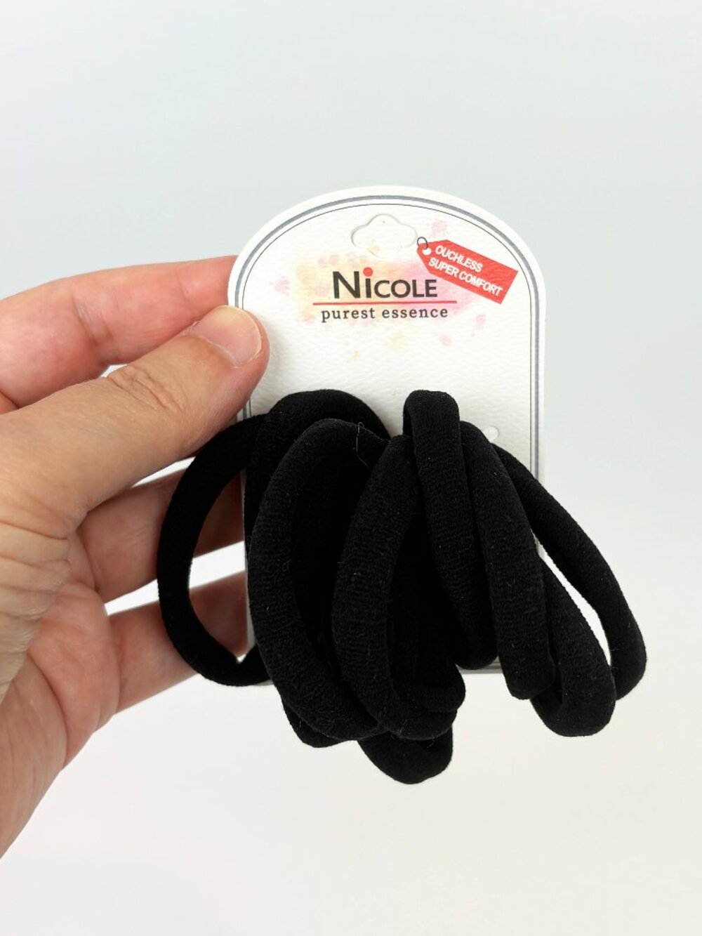 Nicole Purest Essence Ouchless Comfort 10 pieces Black Hair Ties Ponytails. New - Picture 4 of 5